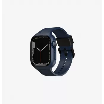 UNIQ Monos 2in1 Apple Watch-armbånd med case Series 4/5/6/7/8/9/SE/SE2/SE3 44/45mm marineblå