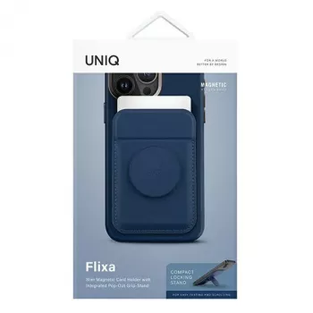 UNIQ Flixa Magnetic Wallet Stand for MagSafe iPhone 12-15 Series, Navy Blue