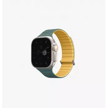 UNIQ Revix Evo Reversible Magnetic Silicone Strap til Apple Watch Series 1/2/3/4/5/6/7/8/9/SE/SE2/SE3/Ultra/Ultra2/Ultra3 42/44/45/49mm Viridian Green / Burnt Yellow