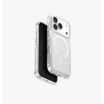 UNIQ LifePro Xtreme MagClick-ladecover til iPhone 17 Pro, transparent/glitter