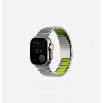 UNIQ Strova Flex rem til Apple Watch 44/45/46/49mm Series 1/2/3/4/5/6/7/8/9/10/11/SE/SE2/SE3/Ultra/Ultra 2/Ultra 3 sølv-lime