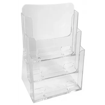 Exacompta A4 diskstandsopstiller med 3 rum, polystyren, transparent, 155 x 237 x 339 mm (74158D)