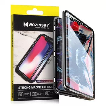 Wozinsky Full Magnetic Case 360 Front & Back Protection med indbygget glas til Samsung Galaxy A72 4G sort-transparent