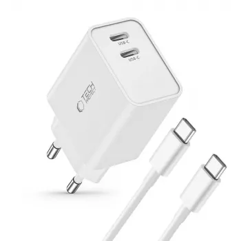 Tech-Protect C35W 2-port USB-C-lader hvid