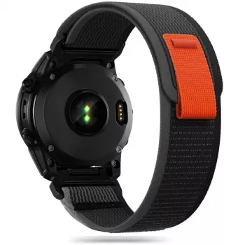 TECH-PROTECT nylon-urrem til Garmin Fenix 5 / 6 / 6 Pro / 7 – sort/orange