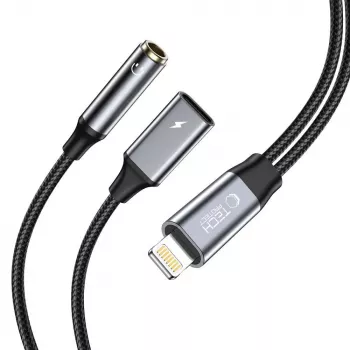 TECH-PROTECT ULTRABOOST kabeladapter Lightning til 3,5 mm mini-jack & Lightning, sort