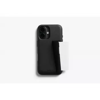 Bellroy læderkortcover til iPhone 16, sort