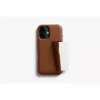 Bellroy læderkortcover til iPhone 16 Plus, brun