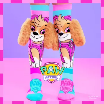 MADMIA Paw Patrol Skye børne-knæstrømper med 3D-plushører - pink/blå/hvid