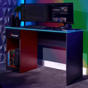 XROCKER gaming-skrivebord grå-rød