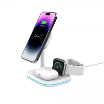 TECH-PROTECT QI15W-A27 3IN1 magnetisk MagSafe trådløs lader hvid
