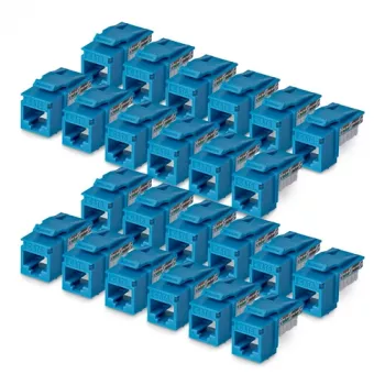 StarTech.com Cat6 Keystone Jack 24-pak, RJ45 Ethernet Keystone-kobler, UTP Cat6 vægudtag, 90 grader 110 Punch Down, blå