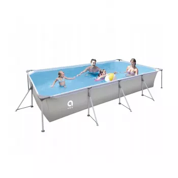 AVENLI 394x207x80 cm rektangulær stålrammepool med filterpumpe, stige, overdækning og bundpresenning