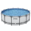 Bestway 5612X Steel Frame overjordisk pool 427 x 122 cm (14 ft x 48 in) rund rammepool med filterpumpe, stige, overdækning, bundpresenning og ChemConnect-doserer