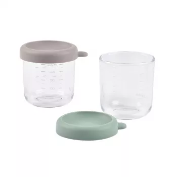 BEABA glasbeholdersæt med låg 2 x 250 ml salviegrøn/Gazelle