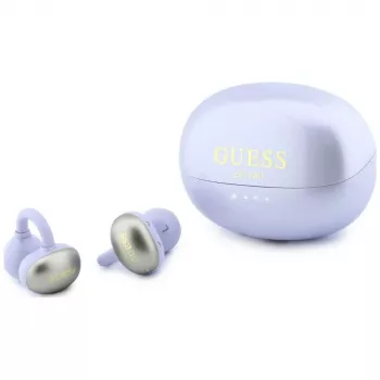 GUESS Open-Ear trådløse hovedtelefoner med metallisk finish og elektropletterede dele, klassisk logo, lilla