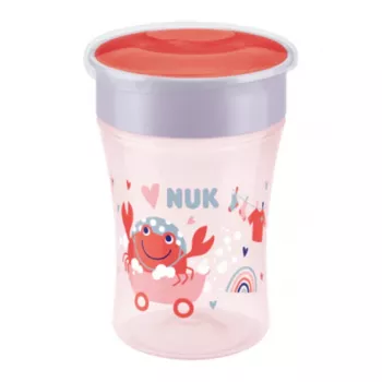 NUK Magic Cup 230 ml rød 360° drikkekant træningsbæger til småbørn fra 8+ måneder, lækagesikker, BPA-fri, opvaskemaskinefast