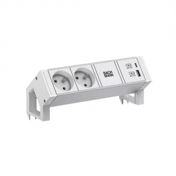 Bachmann DESK2 ALU WHITE 2xUTE 1xUSB A/C 22W 0,2 m GST18
