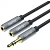UNITEK Y-C956ABK 3,5mm mini-jack hanstik til 2x 3,5mm jack hunstik lydsplitter-adapterkabel - sort