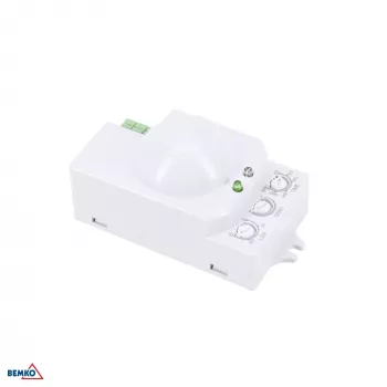 BEMKO mikrobølge-bevægelsessensor 1200W 360° IP20 rektangulær hvid