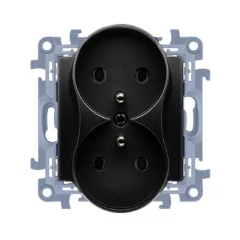 KONTAKT SIMON 10 modul dobbeltstikkontakt 2x Z/U skrueklemmer 16A 250V matsort