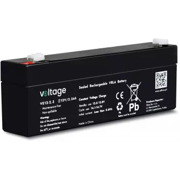 VOLTAGE AGM-batteri 12V 2,3Ah VE12-2.3 (6-9 års levetid)