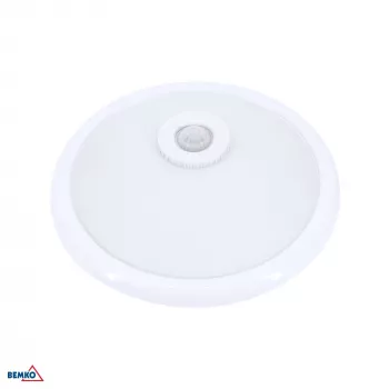 BEMKO TAZAN loftlampe med PIR-sensor 2x40W E27 IP20 glas+stål+plast hvid