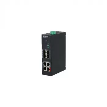 Dahua HS4408-4ET-96 industriel unmanaged PoE-switch, 8 porte, 4x Hi-PoE 60W, 4x PoE+ 30W, 96W budget, 2x Gigabit uplink, 2x SFP, DIN-skinne