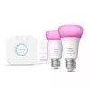 Philips Hue White and Color Ambiance startpakke E27 2x pærer + Bridge + dæmperkontakt
