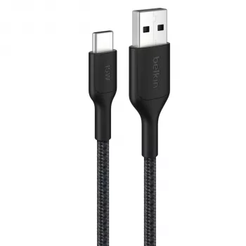 Belkin BOOSTCHARGE flettet USB-C til USB-A-kabel 2 m sort