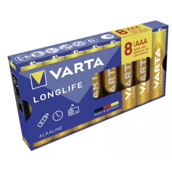 VARTA Longlife AAA LR03 Micro alkaline-batterier, 8-pak, 1,5 V, blisterpakning