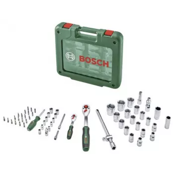 Bosch 60-delt skralde- og topnøglesæt med kuffert, 1/4 inch & 1/2 inch, maks. moment 768 Nm