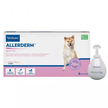 Virbac Allerderm Spot-On til hunde - dermatologisk støtte af hudbarrieren, 6 pipetter x 4 ml