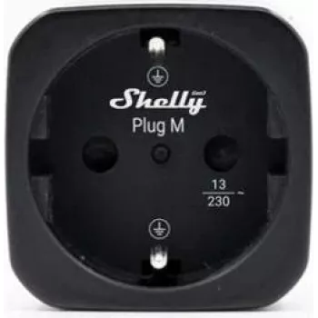 Shelly Plug M Gen3 sort smart plug med energiovervågning, 13A, Wi-Fi og Bluetooth