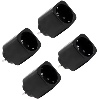 Shelly Plug M Gen3 smartstik 4-pak sort med energiovervågning, Wi-Fi & Bluetooth