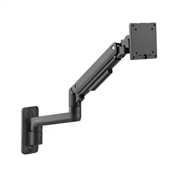 LogiLink BP0169 monitorarm med gasfjeder i aluminium til 17–49 inch skærme op til 20 kg, bordklemme og gennemføring, fuldt bevægelig, sort