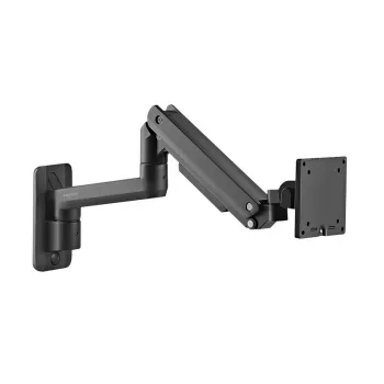 LogiLink BP0169 monitorarm med gasfjeder i aluminium til 17–49 inch skærme op til 20 kg, bordklemme og gennemføring, fuldt bevægelig, sort
