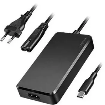 LogiLink 100W USB-C PD universalstrømforsyning med fast kabel, sort