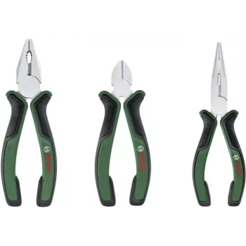 Bosch 3-delt tangsæt 1600A02C0S (grøn/sort) – kombinationstang, sideskærer, vandpumpetang