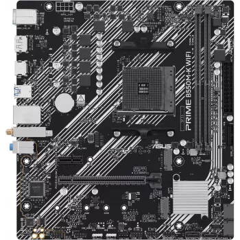 ASUS PRIME B550M-K WIFI AMD AM4 Micro-ATX-bundkort med Wi-Fi 5, DDR4, PCIe 4.0, HDMI, VGA
