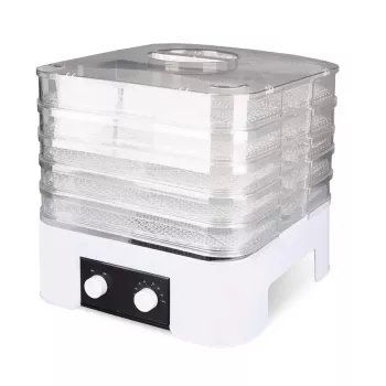 MEO MR-768 MAESTRO tørreapparat til grøntsager og frugt, 520 W, 5 etager, indstillelig temperatur 35-70°C, timer op til 48h, hvid & transparent