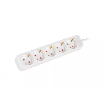 Lanberg PS0-05F-0150-W 5-fag Schuko stikdåse 1,5 m hvid fuldkobber