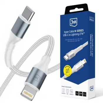 3mk Hyper Cable N-SERIES USB-C til Lightning 3m PD 3.0 9V/3A 27W hvid