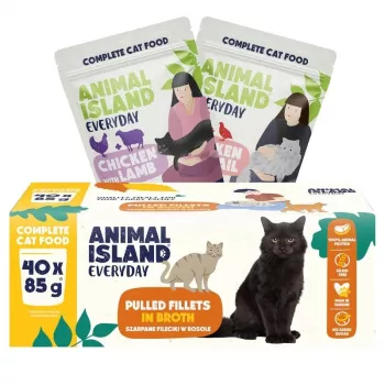 ANIMAL ISLAND Everyday vådfoder til katte i blandede smage, 40 x 85 g, fuldfoder til voksne katte