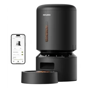 PETLIBRO Granary Wi-Fi automatisk foderautomat, 5L intelligent foderautomat til katte og hunde, app-styring, 10 måltider/dag, stemmeoptagelse, rustfri skål, sort
