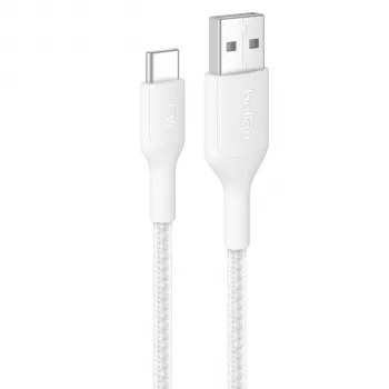 Belkin BOOSTCHARGE flettet USB-C til USB-A-kabel 2m hvid