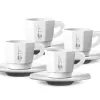 Bialetti RTATZ402 espressokopssæt, 4 dele, hvidt porcelæn, 75 ml