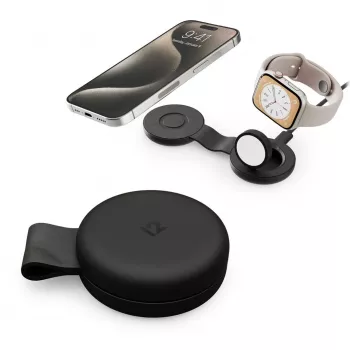 Twelve South ButterFly SE 2-i-1 Qi2 MagSafe-lader til iPhone og Apple Watch, sort