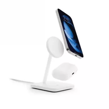 Twelve South HiRise 2 Deluxe Qi2 trådløs ladestander, hvid