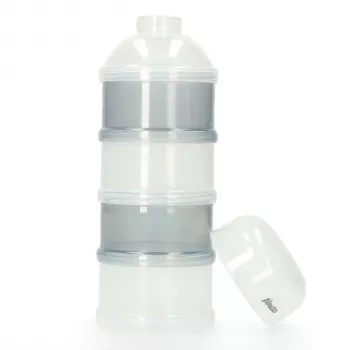 Alecto BF-4 mælkepulverdispenser med 3 rum, BPA-fri, lækagesikker, hvid/transparent